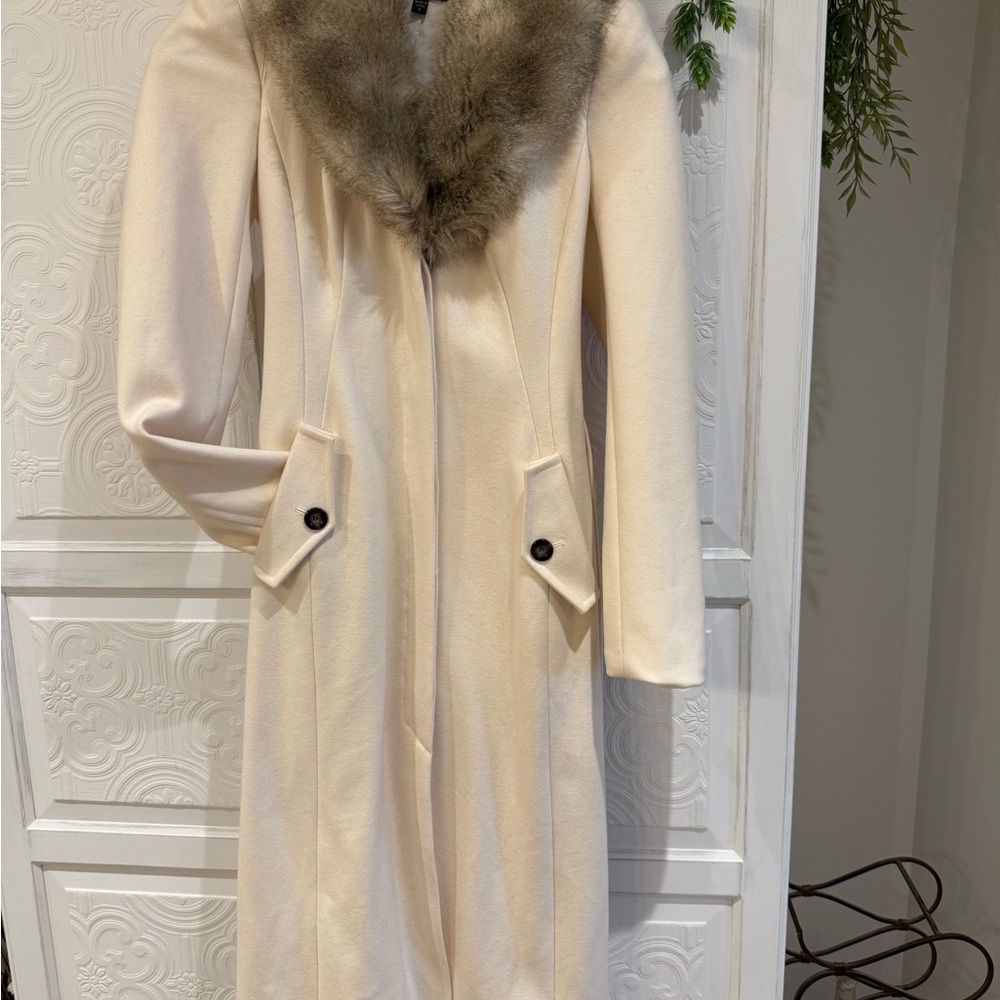 Bebe Cream Long Dress Coat